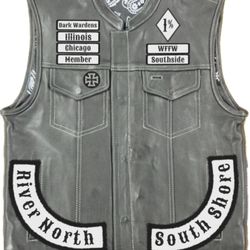 Cool Leather Vest With Patches