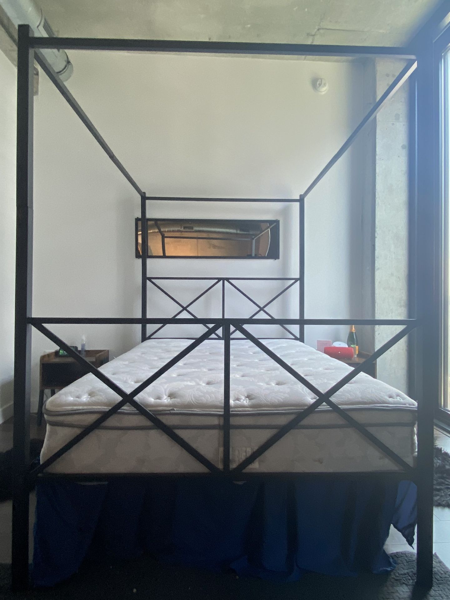 Full Size Canopy Bed and mattress