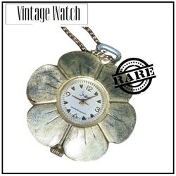 Vintage Gold Tones Floral Shaped Pocket Watch