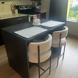 Modern Kitchen Island with Storage + Drawers (Black & White)