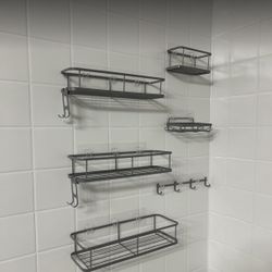 Shower Caddy, 100% Rustproof Shower Shelves for Inside Shower, No Drilling Bathroom Organizers and Storage, 6 Pack Large Capacity Bathroom Shelves for