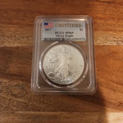 GRADED BY PCGS MS69 2017 SILVER EAGLE FIRST STRIKE