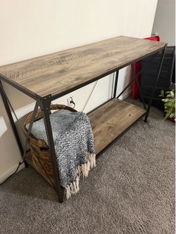 Rustic Wood & Metal Entryway Table (set of 3)