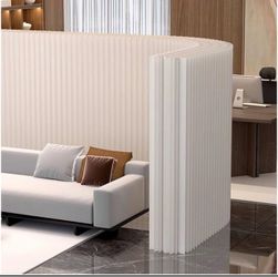 Retractable Folding Room Divider for Privacy, Modern Paper Furniture Partition Screen, Temporary Wall Divider for Home Office, White, 300x200cm/9.84 ×