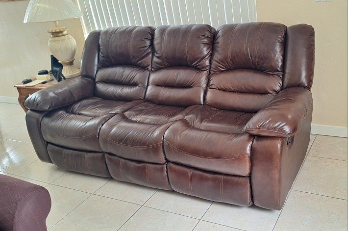 Manual Double Reclining Sofa - Chocolate Brown