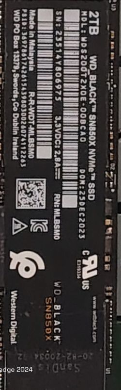 WD Black SN850X 2TB NVMe SSD