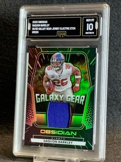 2020 Obsidian 🔥 Saquon Barkley 🔥 Galaxy Gear Jersey Electric Etch Green /50 GMA 10 Mint 💎 - New York Giants / Philadelphia Eagles
