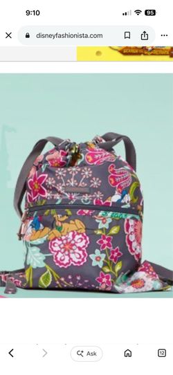 Disney Vera Bradley Mickey and Friends Floral Drawstring Backpack
