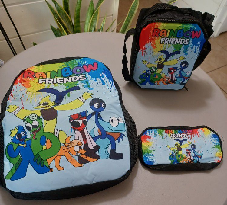Rainbow Friends Backpack With Lunch Box And Pencil Bag 