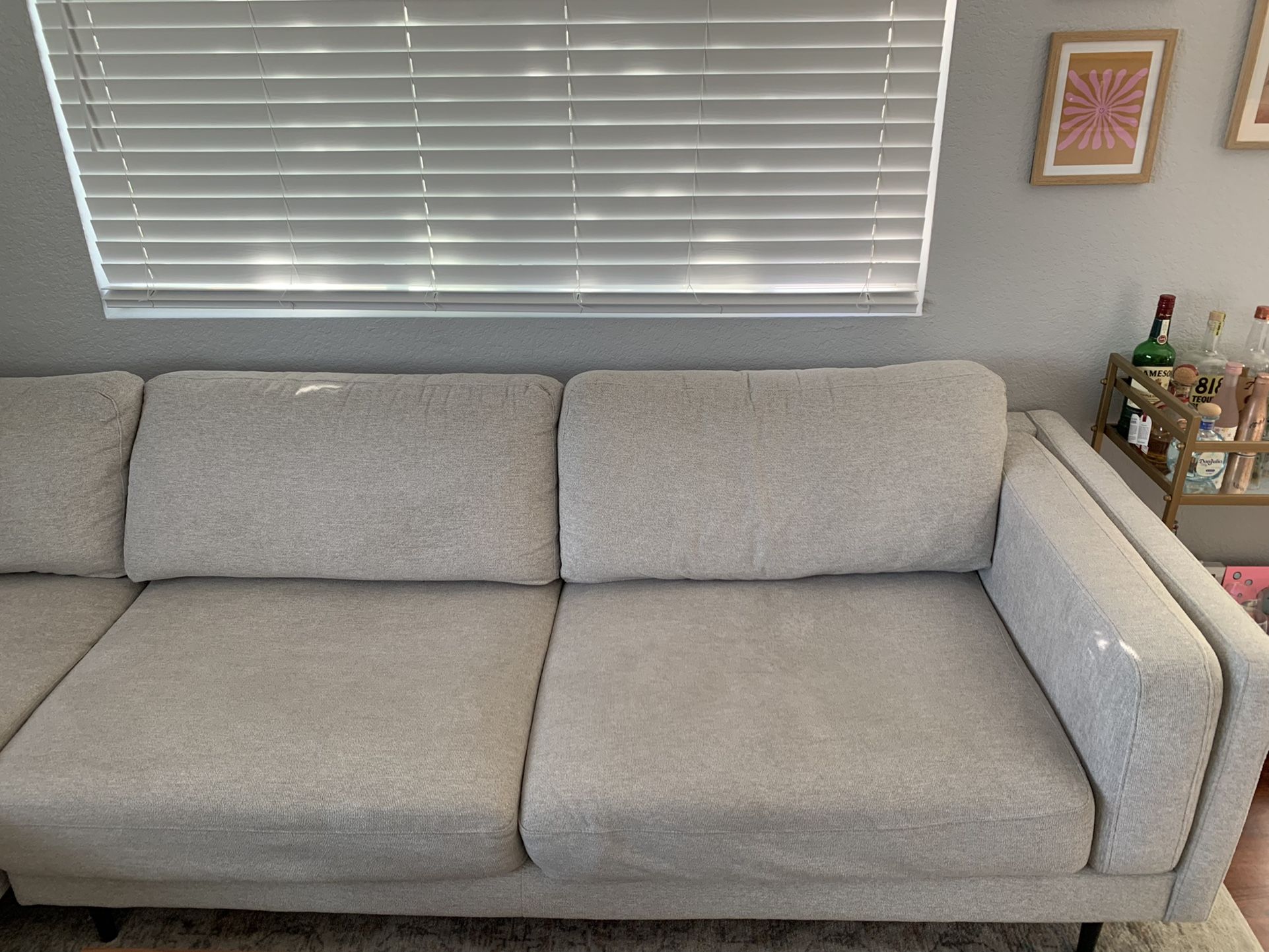 Aquarius light grey 2 piece sectional deals