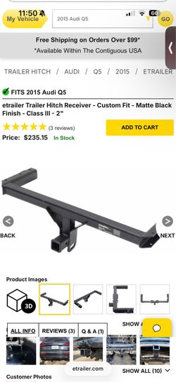 etrailer Trailer Hitch Receiver AUDI Q5 2011-2015, T-connector and Ball mount 2”
