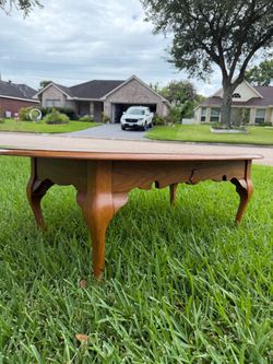 solid oakwood oval coffee table