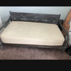 Antique Gray Wood Indonesian Daybed Frame