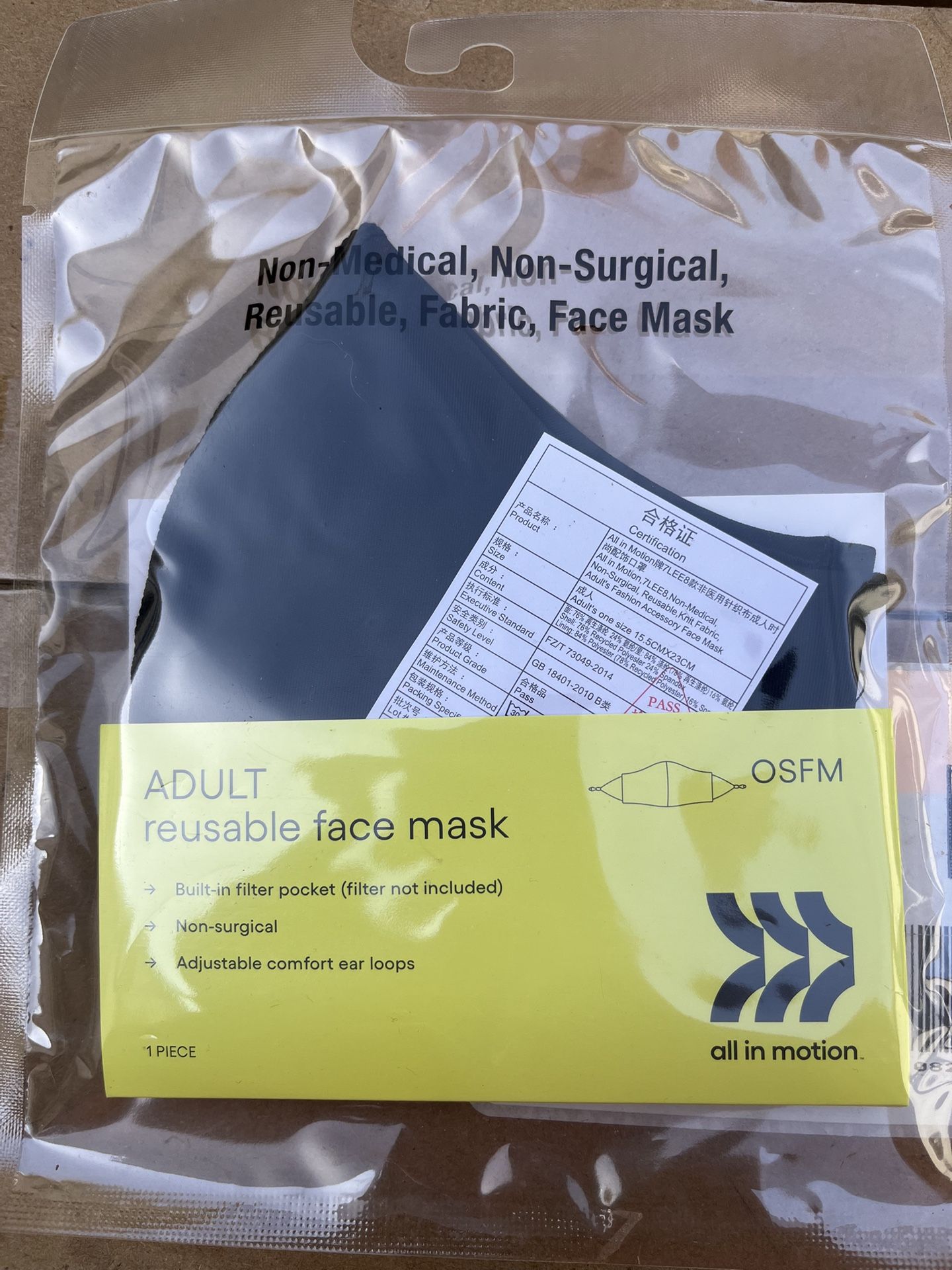 New Individual Wrapped Reusable Fabric Face Masks