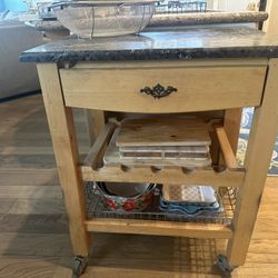 Solid Pine & Marble Kitchen Island