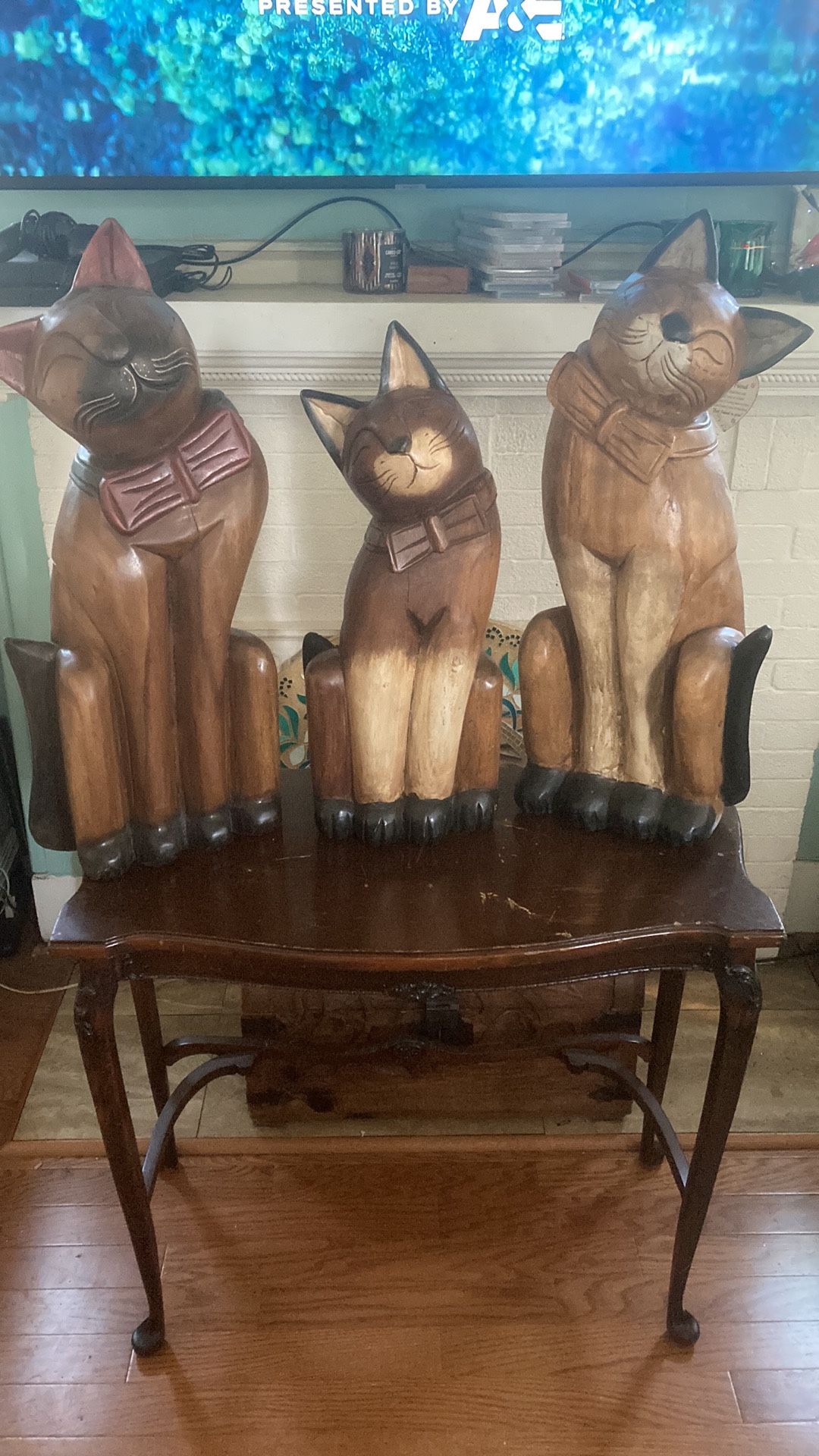 Cats, Solid Wood, Carved, Set Of Three $250I Paid Over 700 For The Three Of Them, Mint Condition, , Ghent 