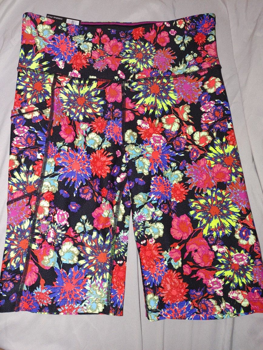 Calvin Klein Women's Performance High Waist Bike Shorts Floret Pop Pink Small