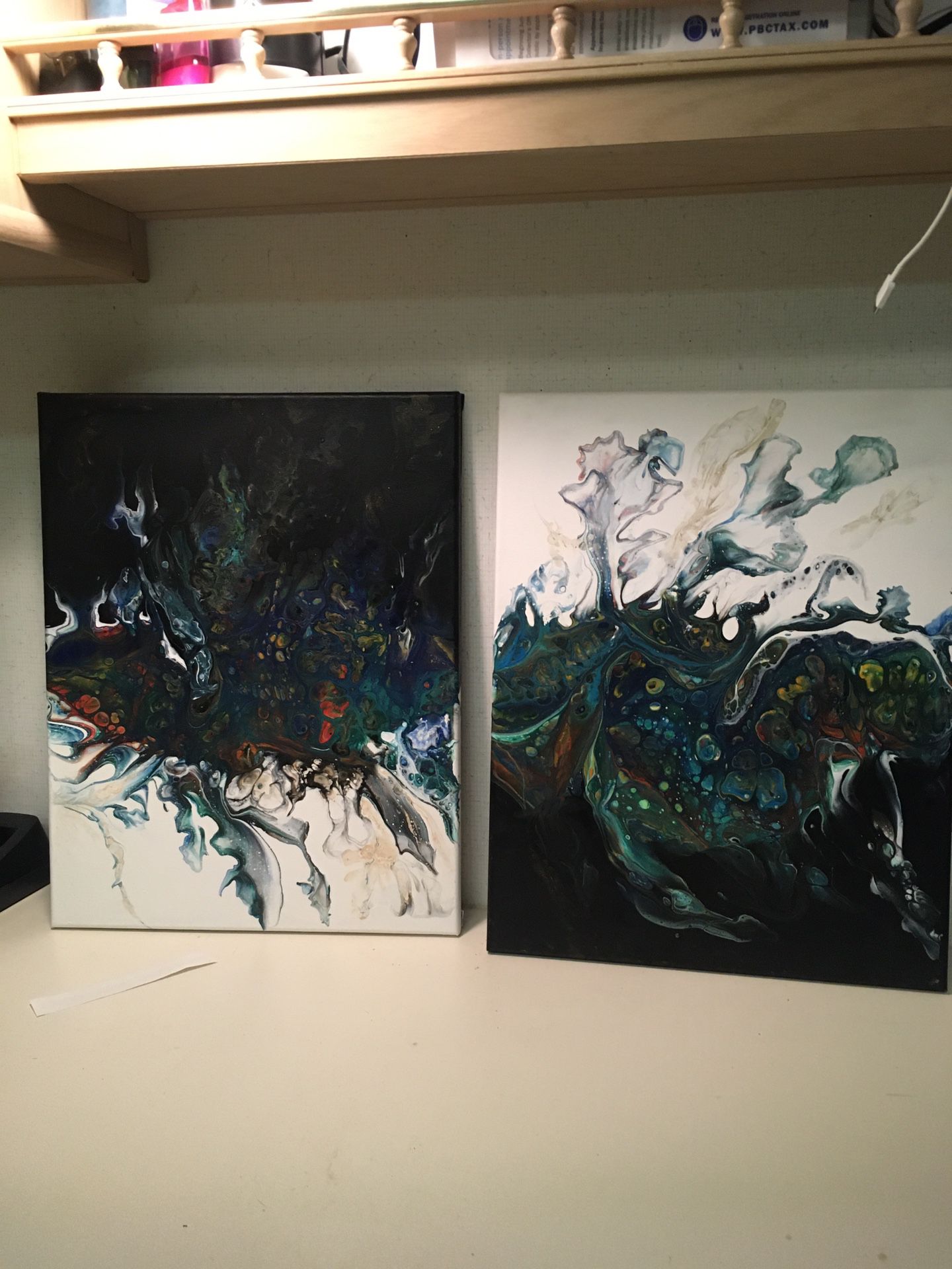 2 paintings 14*18’’ in the style of abstraction is made with liquid acrylic