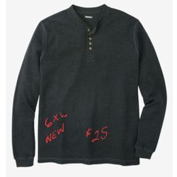 New 6xl Waffle Knit Thermal Henley Style Shirts
