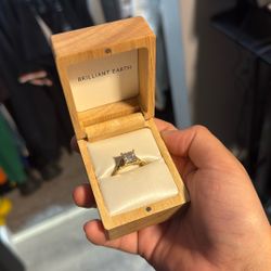 18K Yellow Gold Ring, 7mm (2ct) princess moissanite engagement ring