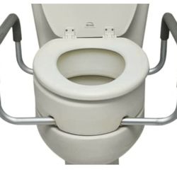 Elongated Toilet Seat Riser with Padded Arms