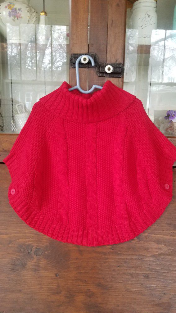 Carter’s Red Toddler Cable Knit Poncho Size 3T