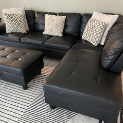 Black L Shape Sofa Sectional 