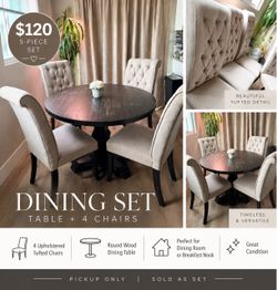 **Set of 4 Upholstered Tufted Dining Chairs**