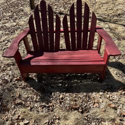 Cranberry Red Rustic Wood Adirondack 2 Seater