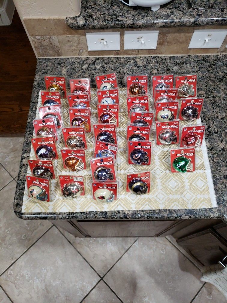 NFL COLOR CHROME MINI RIDDELL HELMETS COMPLETE SET