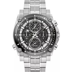 Bulova Men's Chronograph Calendar Precisionist Quartz Silver Watch 46 MM 98B405