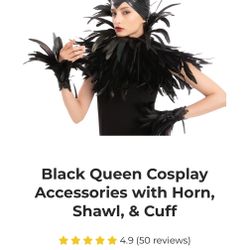 Black Queen Cosplay Accessories with Horn, Shawl, & Cuff