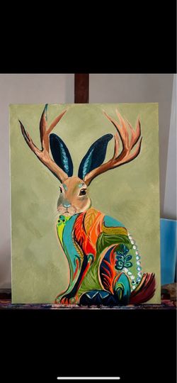 Oil painting - Mystical Jackalope