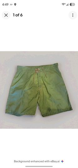 Birdwell Beach Britches Nylon Men's Olive Green Swim Trunks shorts size~ 33-34