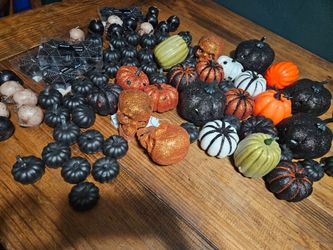 Bulk Halloween Decor Lot - 20 Skull Candles, a couple Light-Up Pumpkins and Skulls , Foam Craft Accents