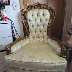 Vintage Antique Chair With Detailed Embroidery