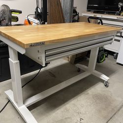 🔴ADJUSTABLE WORK TABLE🔵BUTCHER BLOCK WORK SURFACES