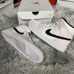 Nike Air Jordan 1 Mid Barely Rose (Womens) Size 6w, 7w, 8w, 9w (BQ6472-500)