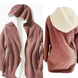 Victorias Secret PINK Reversible Cardigan Hoodie Jacket Begonia XSmall/Small Condition is "New with tags"