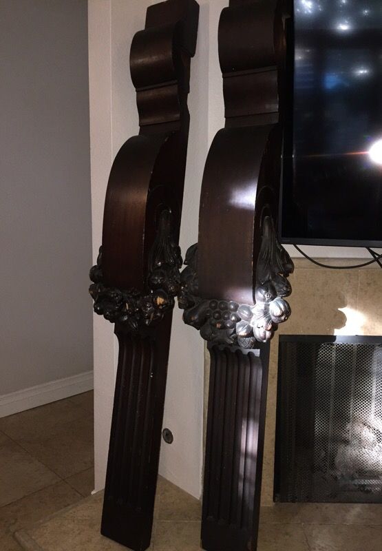Massive 5 Foot Antique Fireplace Columns Salvaged For Sale In San