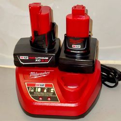 New Milwaukee M12 XC3.0 Batteries and Charger (48-59-2401, 48-11-2412)