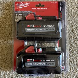 2x Milwaukee M18 High Output XC6.0 Battery