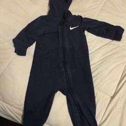 Nike Baby Navy Blue Hooded Zip One-Piece 