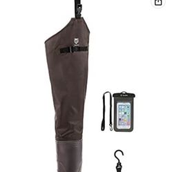 TIDEWE Hip Wader, Lightweight Hip Boot for Men and Women,2-Ply PVC/Nylon Fishing Hip Wader (Green and Brown)
