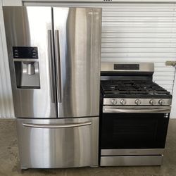 ✨ Stainless Steel Kitchen Set – Samsung French Door Fridge + Gas Stove ✨