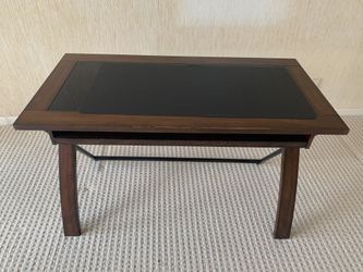 Glass Center Desk With Shelf