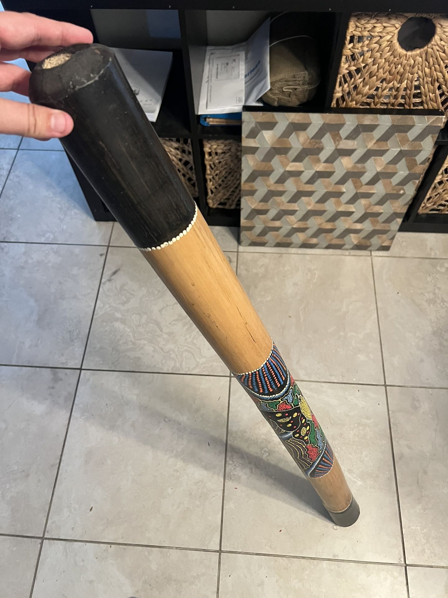 Hand-Painted Didgeridoo – 47” Bamboo Aboriginal-Style Musical Instrument & Decor