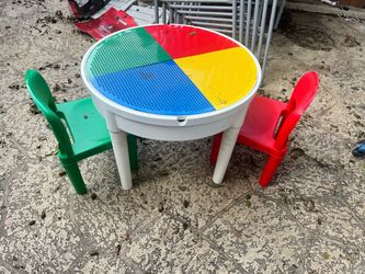 Kids Building Block Activity Table with 2 Chairs$26