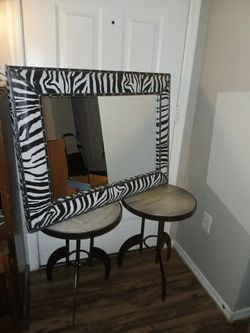 Black & White Zebra Pattern Large Wall Mirror