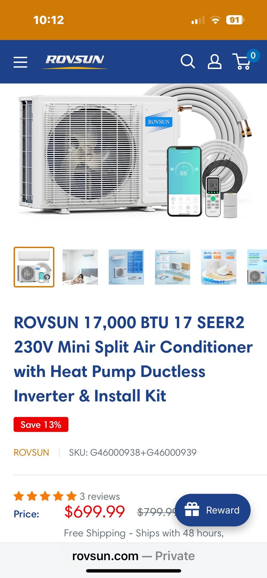 Mini Split 17,000 Btu